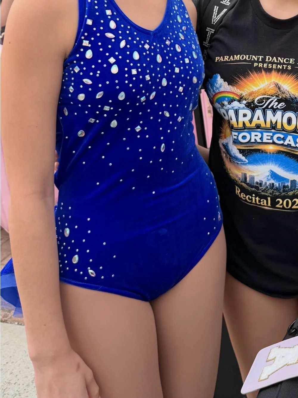Weissman Royal Blue Velvet Dance Leotard with Rhinestones